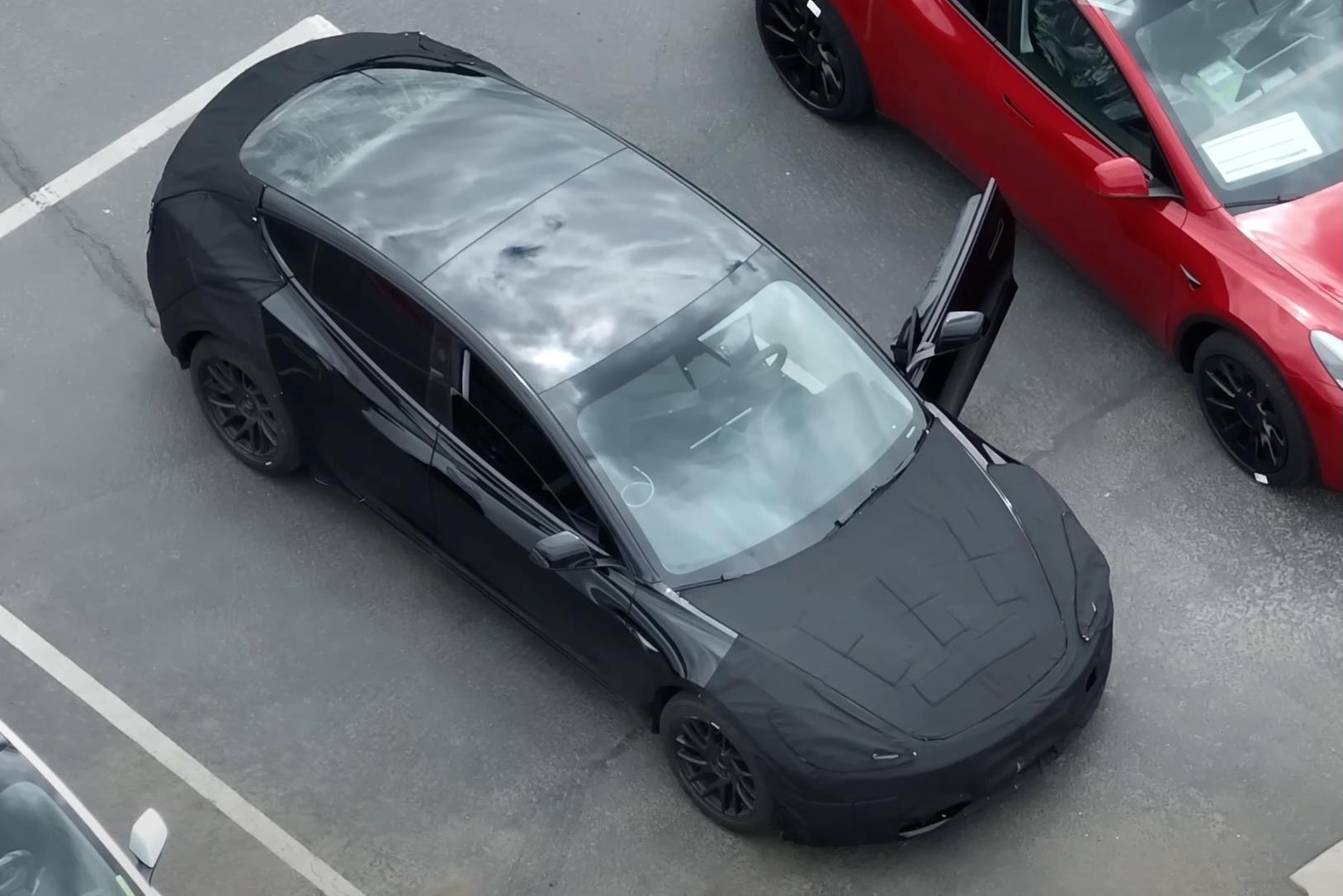 Drone spies 2024 Tesla Model 3's updated interior