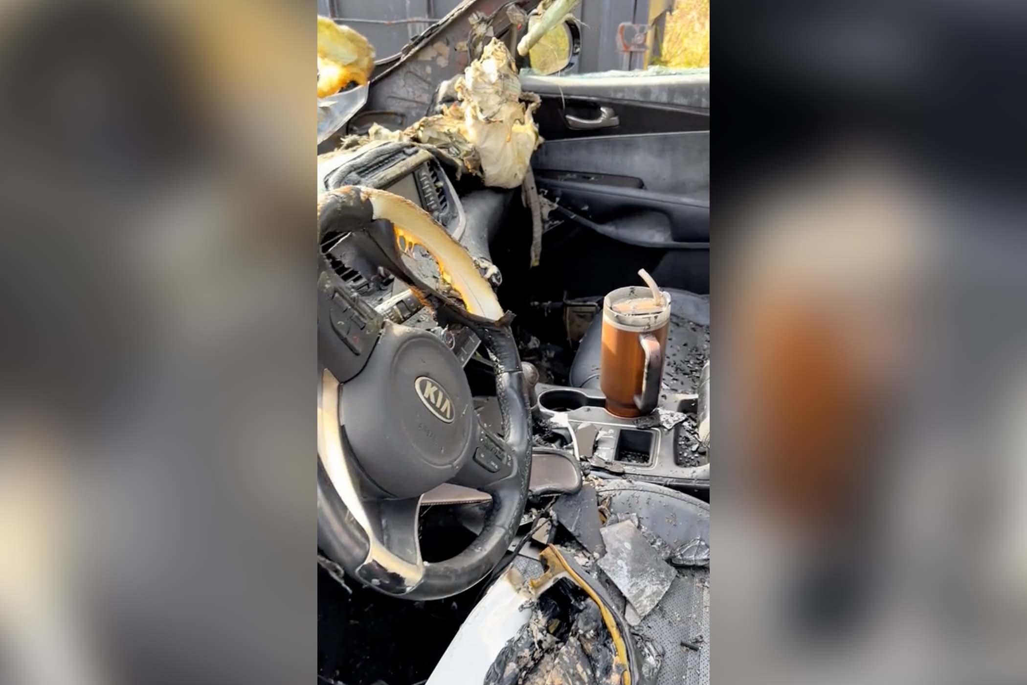 Travel mug survives car fire, supplier buys owner a new car