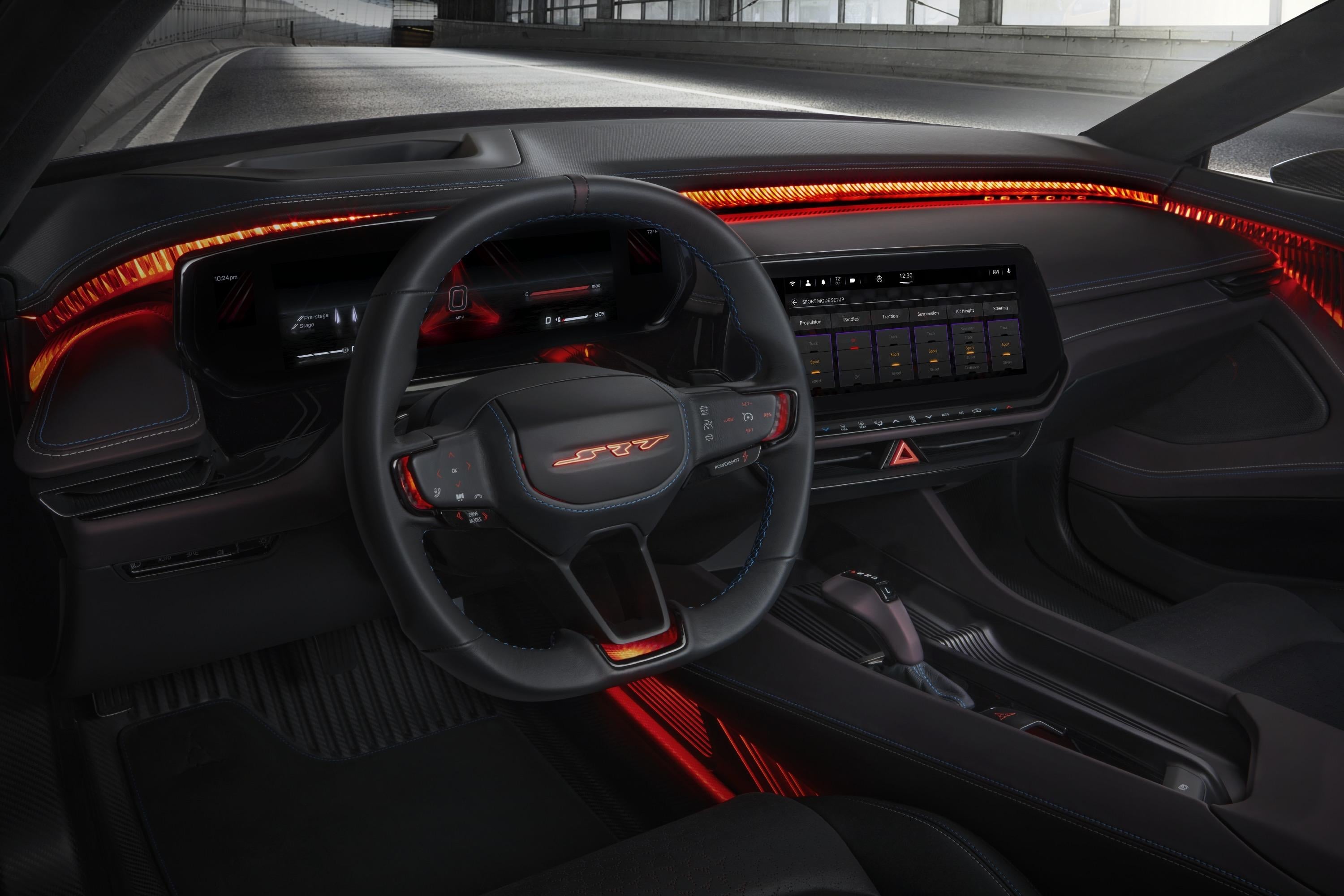 SRT badging inside the new Charger's cabin hints at the performance flagship's return