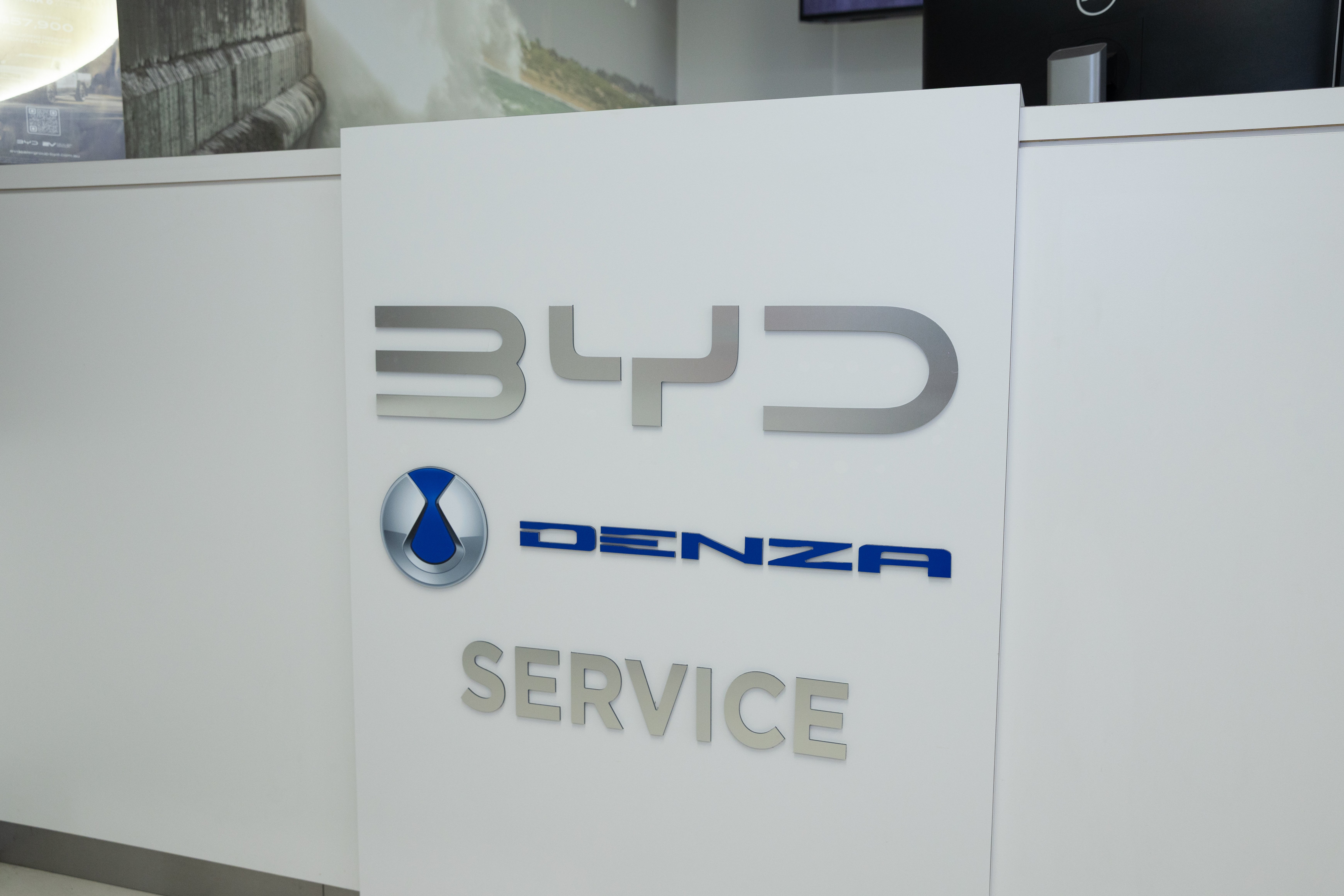 Denza service signage sharing space with BYD branding