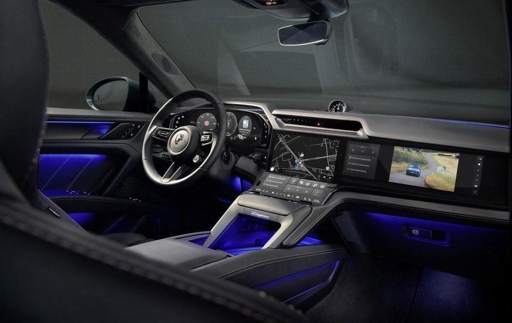 2026 Porsche Cayenne Electric interior dashboard and front seats – dual-screen cockpit and luxury EV cabin