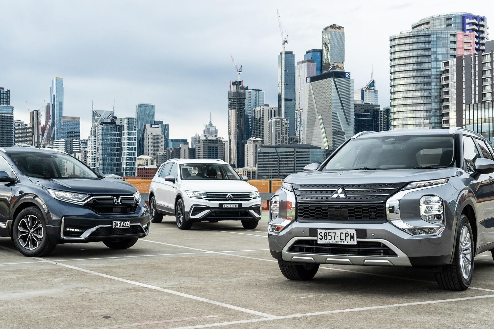 Mitsubishi Outlander v Volkswagen Tiguan Allspace v Honda CR-V comparison