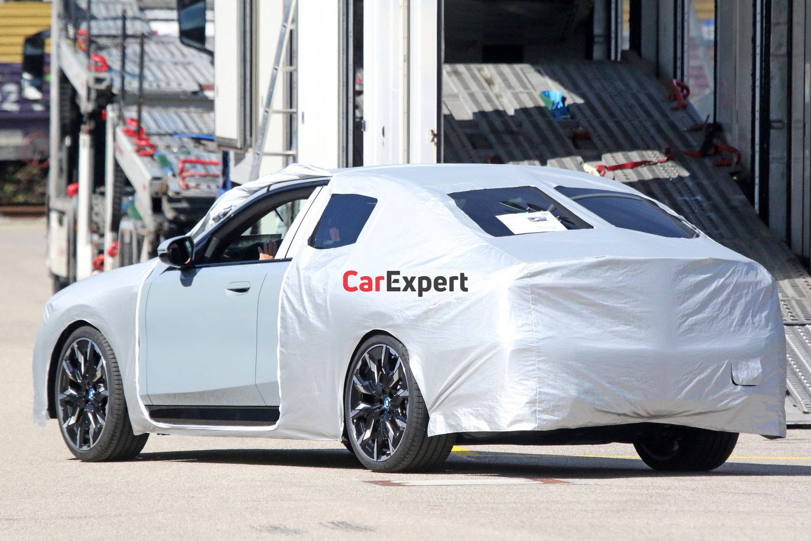 2024 BMW i5 EVs spied with less camouflage