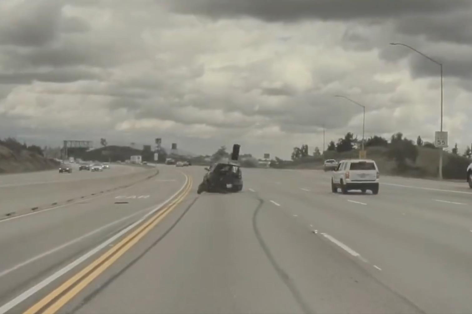 Tyre causes Soulshaking flip on busy highway CarExpert