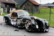 Classic Jaguar ruined by allegedly distracted driver