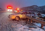 Subaru driver lucky to be alive after guardrail impales her Outback