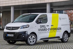 Stellantis hydrogen fuel-cell van trio roll off production line