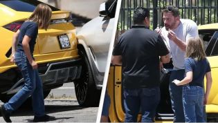 Ben Affleck's 10 Year Old Kid Reverses Lamborghini into a parked BMW