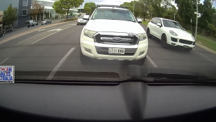 Tailgating Ford Ranger's airbags deploy after epic hero fail