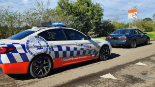 P-plater tries to evade police while driving with four unrestrained kids in car