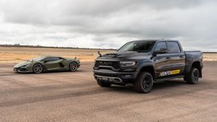 1200hp Ram TRX vs Lamborghini Revuelto drag race