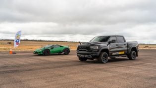 1200hp RAM TRX vs Lamborghini Huracan Sterrato drag race