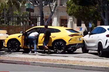 Ben Affleck's 10 Year Old Kid Reverses Lamborghini into a parked BMW