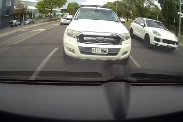 Tailgating Ford Ranger's airbags deploy after epic hero fail