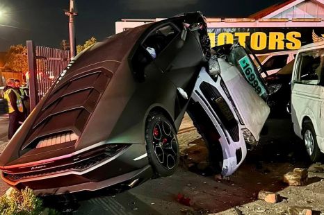 Driver of rented Lambo flees scene after running out of talent and crashing into dealership