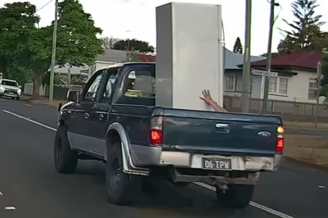 Queensland driver shows how not to transport a fridge