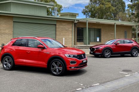 2021 Mazda CX-30 X20 Astina v Volkswagen T-Roc 140TSI Sport comparison