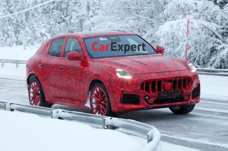 2022 Maserati Grecale Trofeo spied, with fiery red wrap