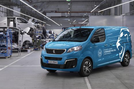Stellantis hydrogen fuel-cell van trio roll off production line
