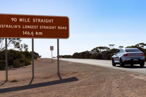 Polestar 2 hits the Nullarbor, using chip-fat powered charger