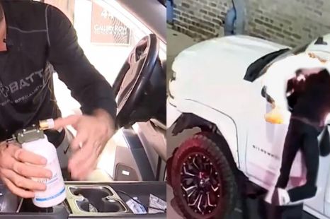 Car owner dishes out vigilante justice to a would-be thief with a flash bang