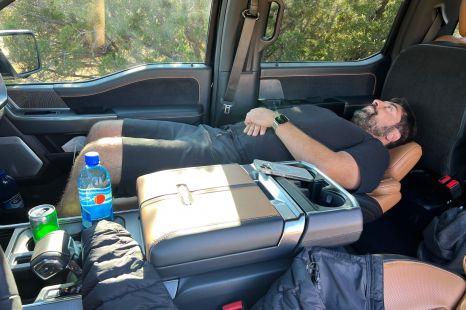 This pickup comes with a lay-flat bed
