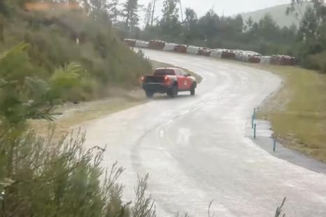 Wet hillclimb goes horribly wrong in Ford Ranger Raptor, driver somehow saves it