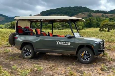Rivian R1T electric safari conversion spotted with right-hand drive