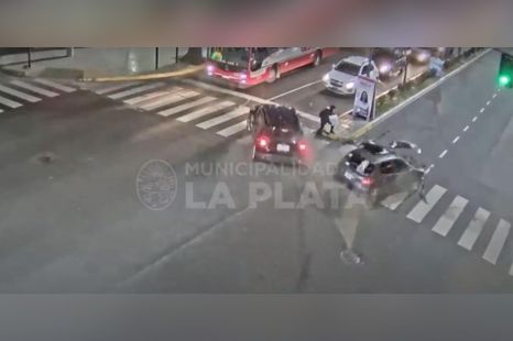 Watch this pedestrian cheat death in a shock two-car smash