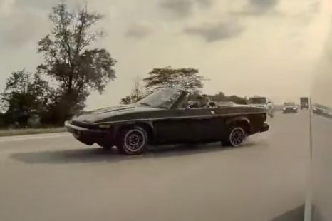 Tesla camera captures classic Triumph crash