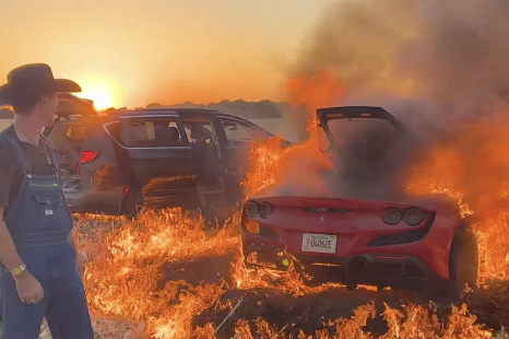 Ferrari F8 lights up cornfield in YouTube stunt gone wrong