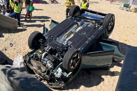 Kia Seltos goes sunbathing upside down on busy beach