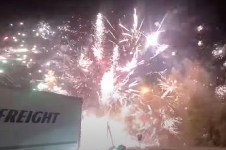 New Year's Eve comes early as highway crash sparks huge fireworks show