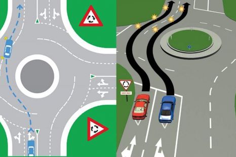 Is it legal to change lanes on a roundabout?
