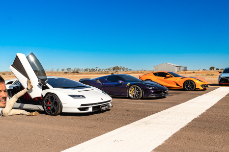 Drag race: Countach vs SF90 vs Hyundai vs 812 Competizione