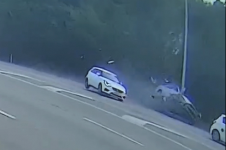 Dashcam captures dramatic Gold Coast rollover crash