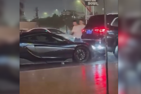 Put it in park! Unoccupied McLaren repeatedly rear-ends Maybach