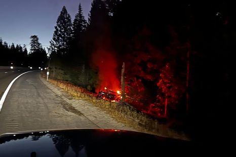 EV battery fire engulfs Tesla truck after highway crash
