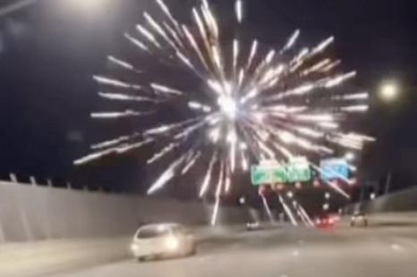 Hoons turn iconic Australian bridge into dangerous fireworks display