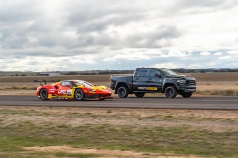 1200hp RAM TRX vs Ferrari 296 GT3 race car drag race