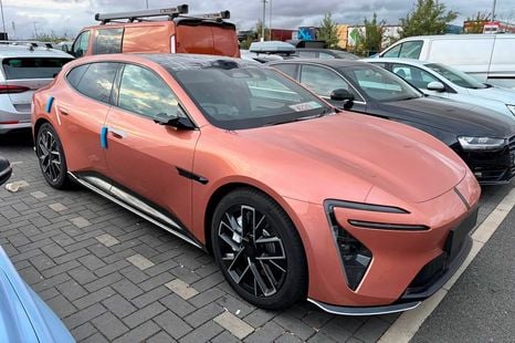 Fast electric wagon caught in right-hand drive