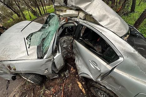 Mitsubishi 380 driver lucky to be alive after horror smash
