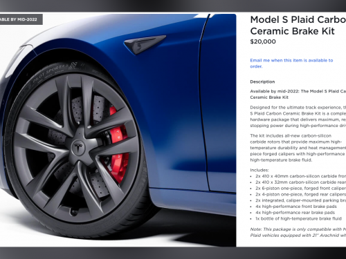 Tesla Model S Plaid gains carbon ceramic brake option