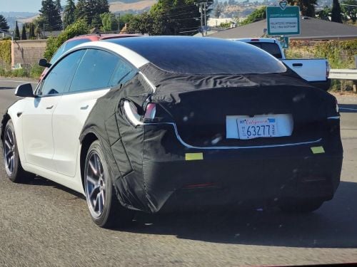 Updated Tesla Model 3 electric car snapped again
