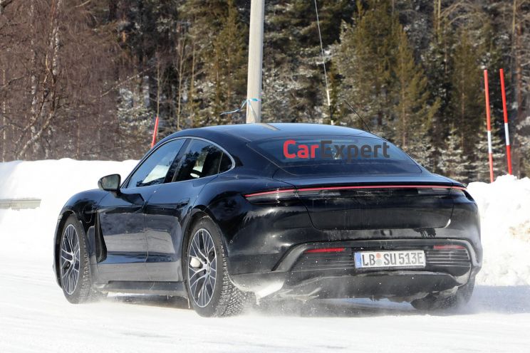 Porsche Taycan: Facelifted electric car spied with minimal camouflage