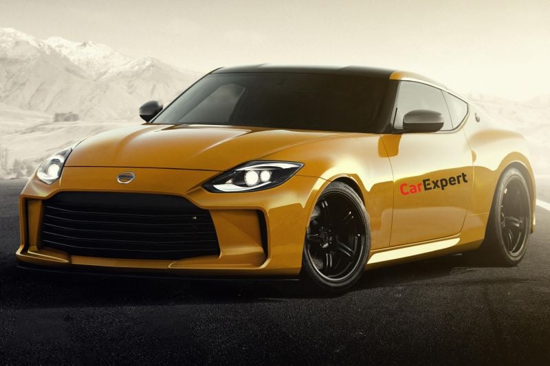 2021 Nissan 400Z Yellow front, twin-turbocharged V6