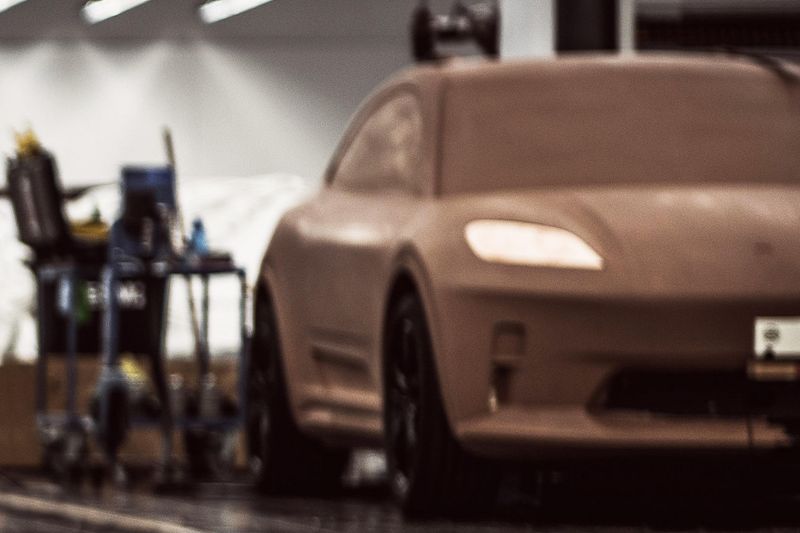 Porsche Macan EV clay model teased