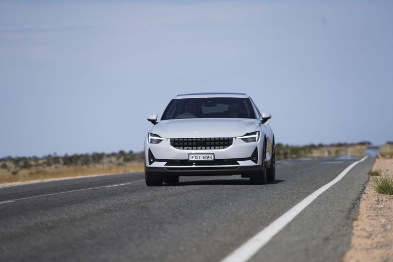 Polestar 2 hits the Nullarbor, using chip-fat powered charger