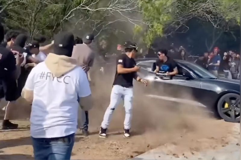 Driver bruises ego and onlookers after attempting burnout