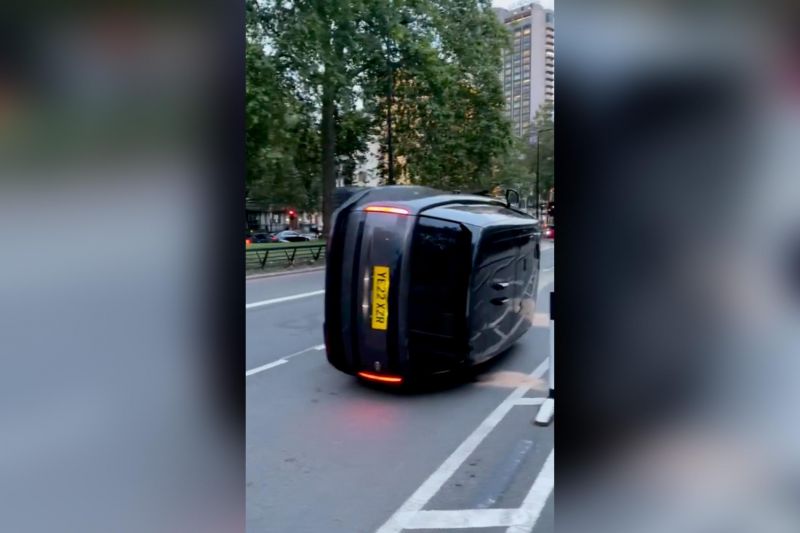 How did this new Range Rover end up on its side?